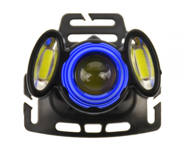 Lanterna frontala cu lumina tripla, acumulator reincarcabil, reincarcare 220V/12V - 3LED