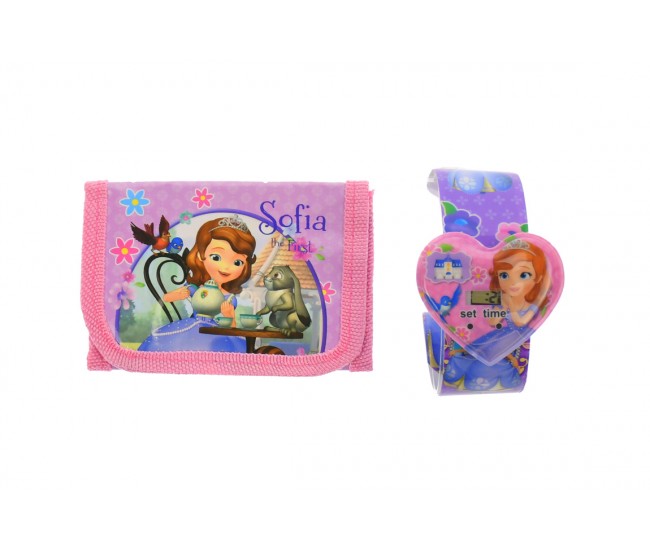 Set ceas, pentru copii, cu Sofia, portofel si rechizite cadou - COCOB8011607