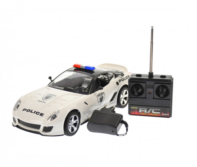 Masina de politie, de jucarie, cu sunete, luminite si radiocomanda, Negru - VICUD2097B