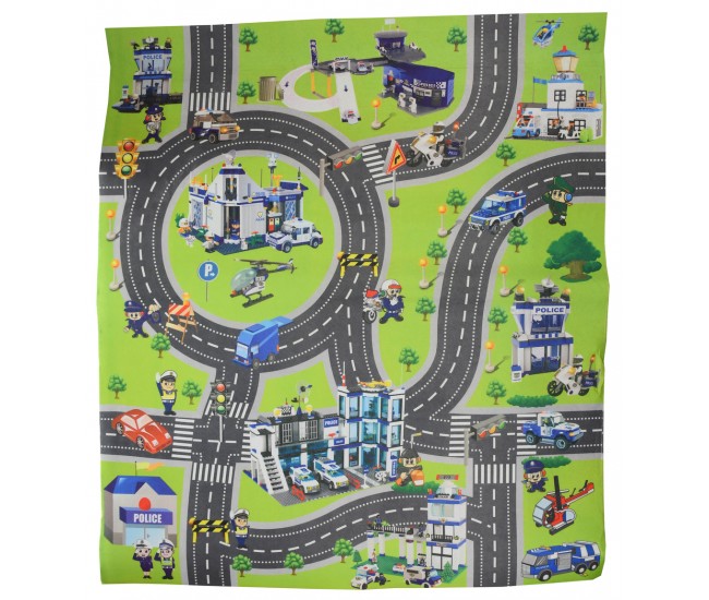 Covor imprimeu oras, cu masinute si semne de trafic, 80 x 70 cm - Q8023