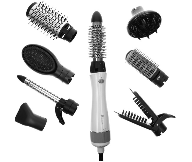 Perie multifunctionala pentru coafat 8 in 1, 1200W, alb, Surker, HB845