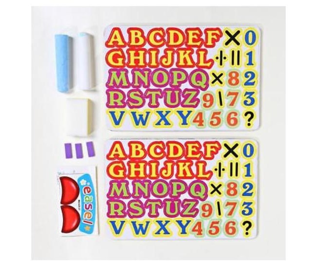 Tabla de jucarie pentru desen cu stativ (3in1) - creta, litere, si cifre magnetice - 8003B Tabla de jucarie pentru desen cu stativ (3in1) - creta, litere, si cifre magnetice - 8003B