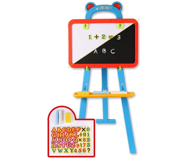 Tabla de jucarie pentru desen cu stativ (3in1) - creta, litere, si cifre magnetice - 8003B Tabla de jucarie pentru desen cu stativ (3in1) - creta, litere, si cifre magnetice - 8003B