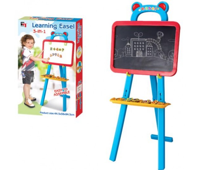 Tabla de jucarie pentru desen cu stativ (3in1) - creta, litere, si cifre magnetice - 8003B Tabla de jucarie pentru desen cu stativ (3in1) - creta, litere, si cifre magnetice - 8003B