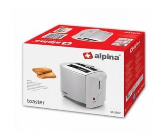 Prajitor de paine Alpina SF 2507, 700W, 2 felii, termostat, Argintiu - SF2507T