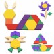 Joc educativ lemn, tangram 125 piese, Puzzle Blocks multicolor - 22200044