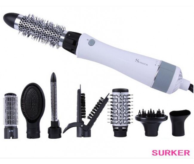 Perie multifunctionala pentru coafat 8 in 1, 1200W, alb, Surker, HB845