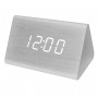 Ceas de birou, design lemn, activare cu sunet, alb cu afisaj rosu - VST864ALB