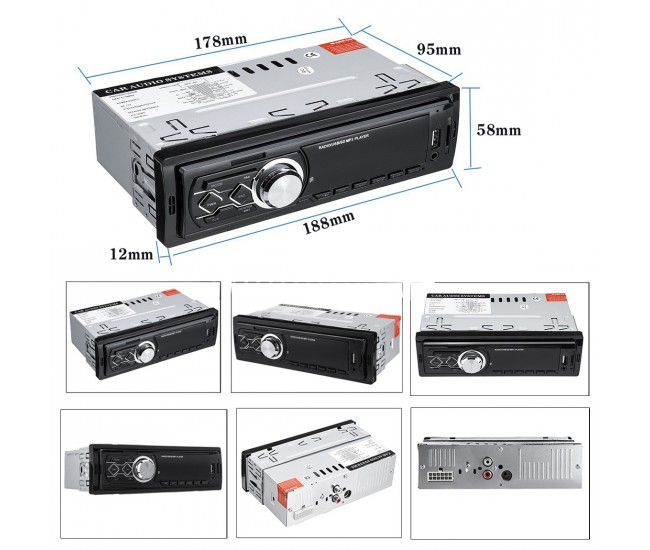 Radio de masina ,USB, SD, ecran LED rosu - 1788E