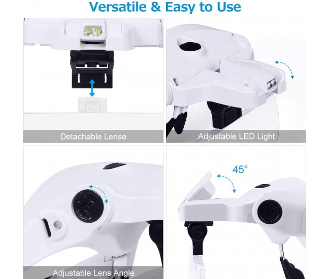 Lupa de cap cu lumina si lentile interschimbabile, acumulator reincarcabil - 9892B2C