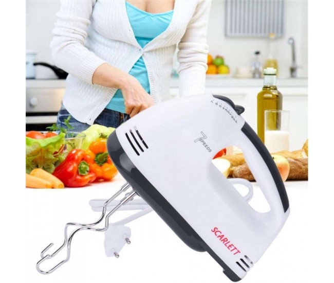 Mixer de mana Scarlett, putere 260W, 7 viteze - HE133 Mixer de mana Scarlett, putere 260W, 7 viteze - HE133