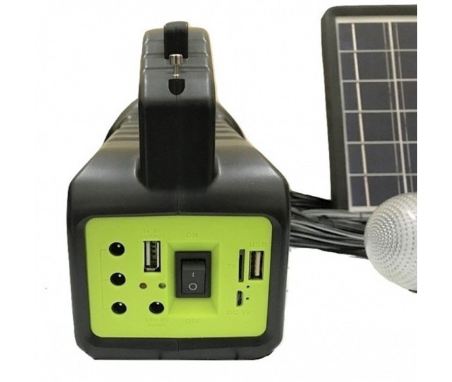 Kit solar cu lanterna si instalatie de iluminare cu 3 becuri incluse, functie de Powerbank, boxa cu Bluetooth si Radio FM - GD2000A