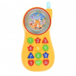Telefon de jucarie interactiv cu butoane, sunete si luminite, portocaliu - 0939C