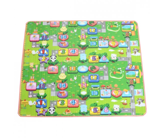 Covoras de Joaca, cu doua fete, termoizolant, cu numere si litere, 180x150 cm, multicolor