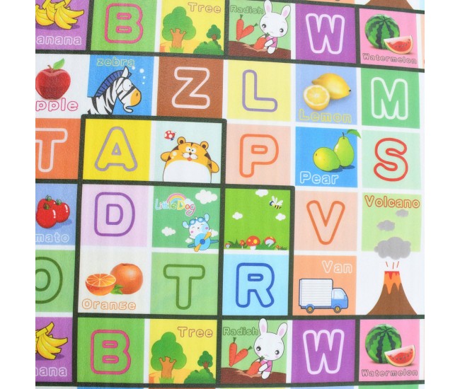 Covoras de Joaca, cu doua fete, termoizolant, cu numere si litere, 180x150 cm, multicolor