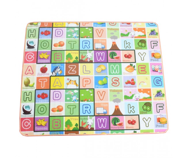 Covoras de Joaca, cu doua fete, termoizolant, cu numere si litere, 180x150 cm, multicolor