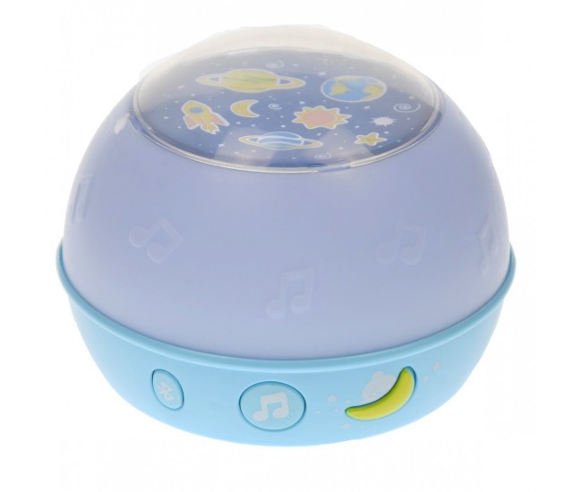 Lampa de veghe, jucarie pentru copii cu proiectie de lumini si muzica, albastru - O1833B