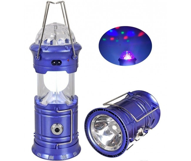 Lanterna solara cu felinar retractabil, lumina de veghe si glob disco rotativ, iesire USB, reincarcbila solar si 220V - 5801T Lanterna solara cu felinar retractabil, lumina de veghe si glob disco rotativ, iesire USB, reincarcbila solar si 220V - 5801T