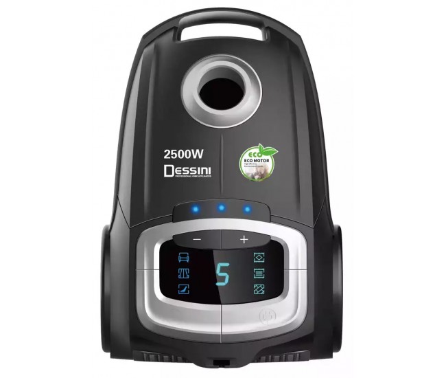 Aspirator DESSINI 2500W, cu filtru de aer HEPA si LED Display, cablu 5 m, negru DS777N