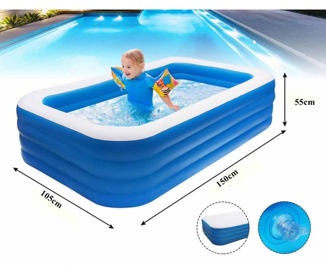 Piscina gonflabila dreptunghiulara, fabricata din PVC, dimensiuni 150x105x55cm - PSC2