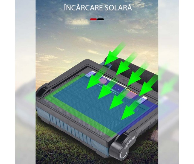 Lampa de lucru profesionala, reincarcabila solar sau la priza, prindere magnetica, portabila, rezistenta la apa, Lanterna LED 30W - W8751