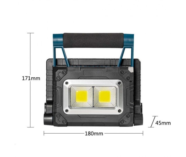 Lanterna de lucru, reincarcabila solar, magnetica, portabila, rezistenta la apa, Lampa LED 30W - W8752