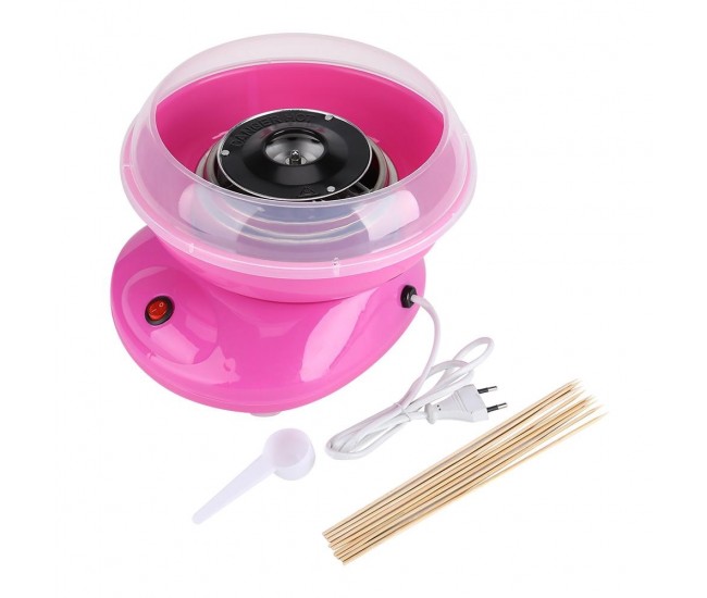Masina de facut vata de zahar, Cotton Candy Maker, roz, pentru acasa, bete incluse in pachet