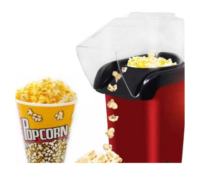 Aparat de facut popcorn fara ulei, aer cald, sistem antialunecare, 1200W, rosu