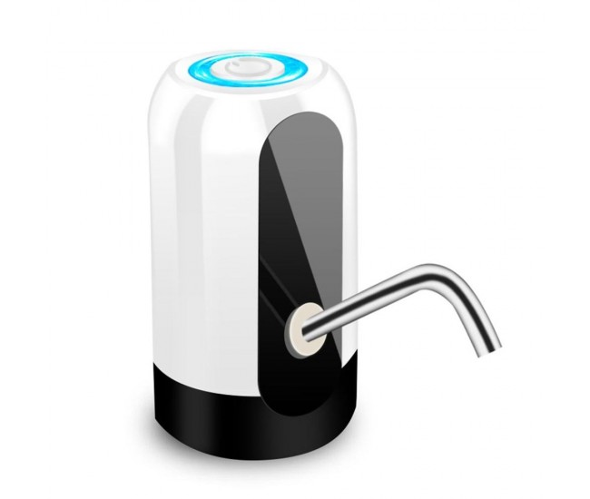 Pompa electrica pentru bidon, dozator, dispenser apa de baut, incarcare USB, alb