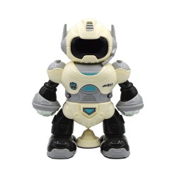 Robot de jucarie dansator cu sunete si luminite, rotire 360 grade, canta, danseaza si merge, alb, 66785