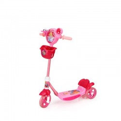 Trotineta reglabila roz pentru copii cu 3 roti, sonerie, cosulet si pedala de frana - BARI01ROZ