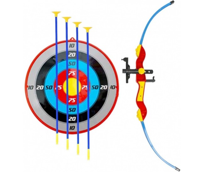 Set Arc de jucarie, cu 3 sageti cu ventuze si o tinta - 35881F