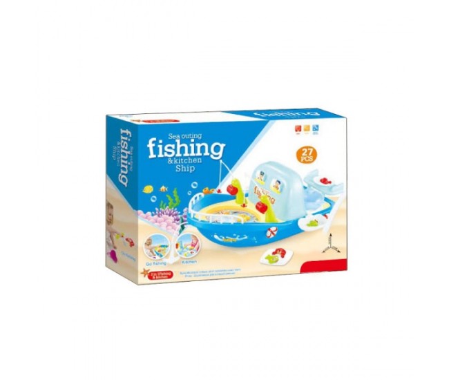 Oferta! Jucarie de pescuit barcuta, cu undite, pestisori, sunete si lumini - 88995