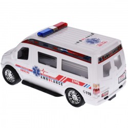 Ambulanta de jucarie, actionata mecanic, detalii realistice, alb Ambulanta de jucarie, actionata mecanic, detalii realistice, alb