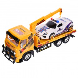 Set camion si masina de jucarie, detalii realistice, alb si galben, 40 cm Set camion si masina de jucarie, detalii realistice, alb si galben, 40 cm