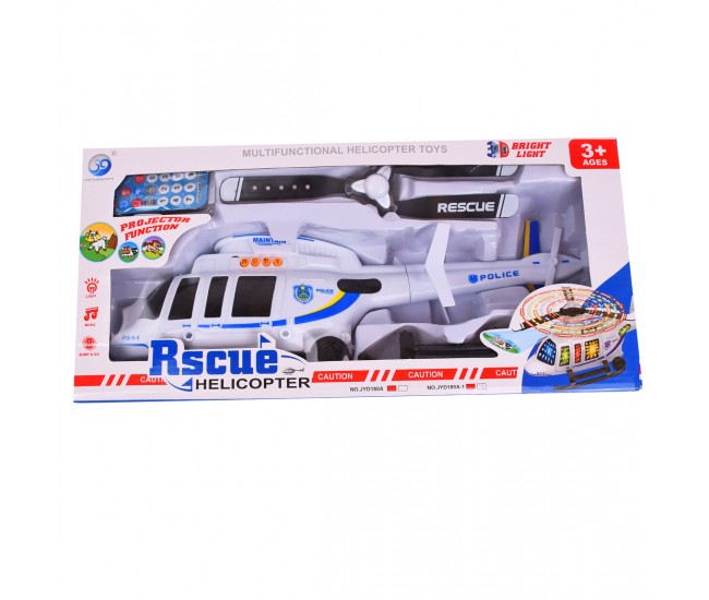 Elicopter de jucarie cu telecomanda, cu sunete, muzica si luminite, alb