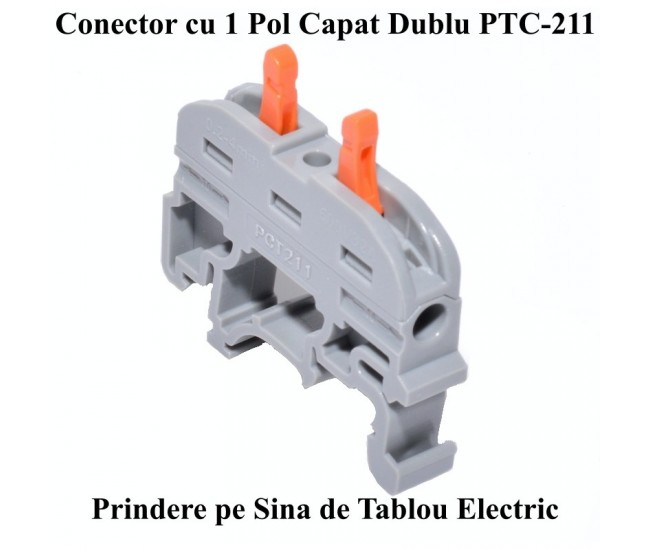 CONECTOR DE ȘINA 1 POL CAP DUBLU PCT-211
