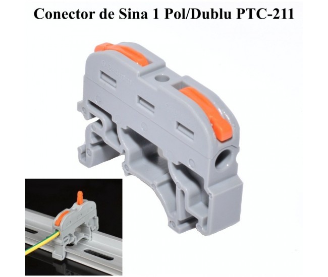 CONECTOR DE ȘINA 1 POL CAP DUBLU PCT-211