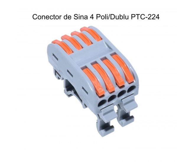CONECTOR DE ȘINA 4 POLI CAP DUBLU PCT-224