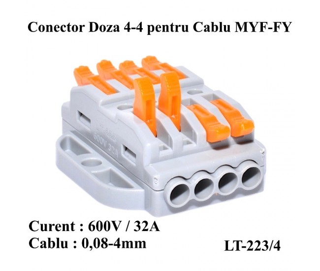 CONECTOR DOZA 4-4 PENTRU CABLU , LT-223/4