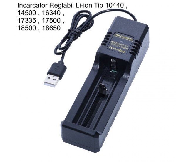 INCARCATOR DE ACUMULATORI LI-ION 1 X 3,7V CU USB