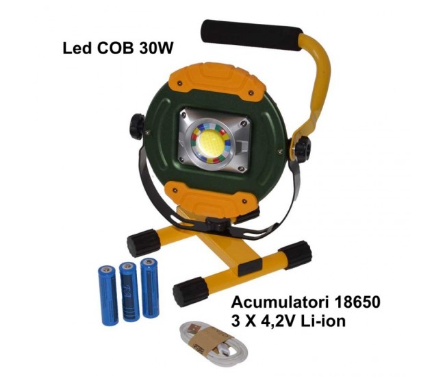LAMPA DE LUCRU W821 LED COB 30W CU SUPORT