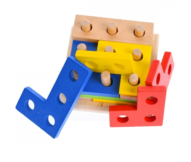 Puzzle de jucarie, potrivire dimensiuni, din lemn, multicolor - 3315174