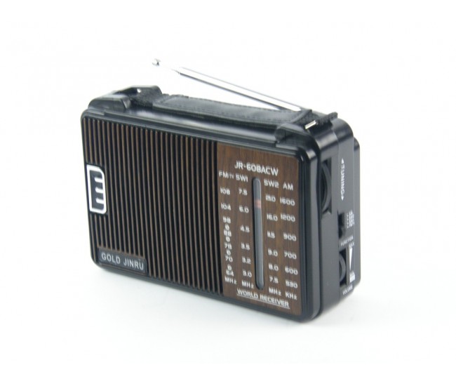 Radio MP3 la retea si portabil, cu 5 benzi FM/AM/SW 1-2/TV , maro - JR608ACW