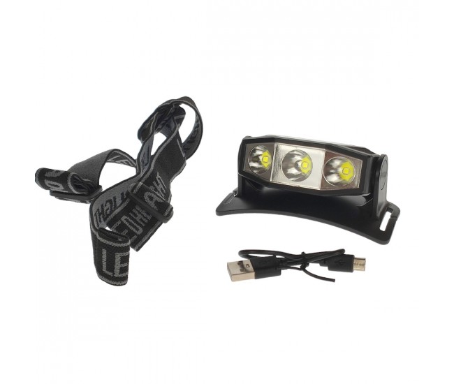 Lanterna cap, frontala, puternica, LED COB, incarcare prin USB, acumulator incorporat - J2301