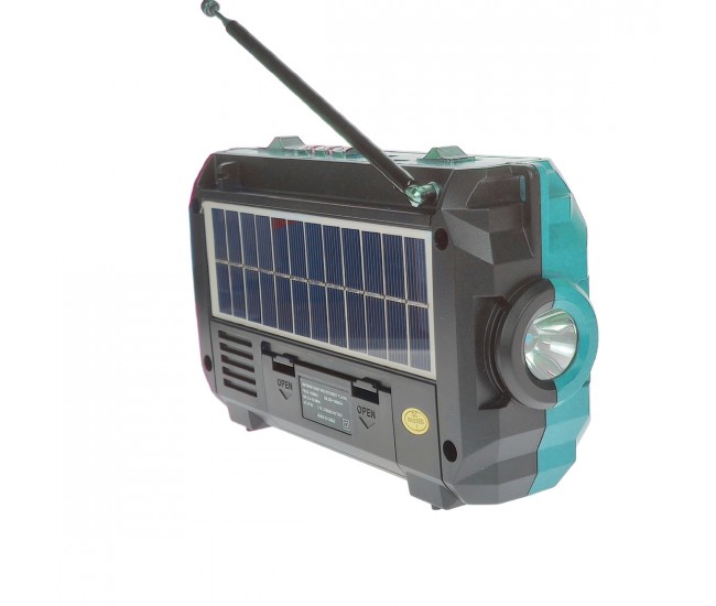 Radio MP3 Portabil cu Bluetooth, Panou Solar si baterie reincarcabila, cu Lanterna, USB, TF, AUX, Albastru - PX778BLUE