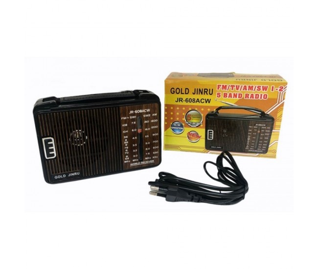 Radio MP3 la retea si portabil, cu 5 benzi FM/AM/SW 1-2/TV , maro - JR608ACW