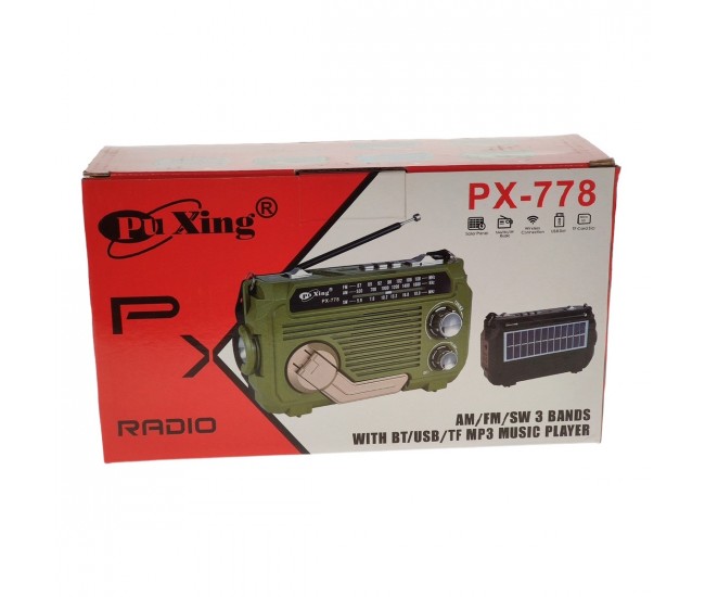 Radio MP3 Portabil Bluetooth, Incarcare solara, Lanterna, USB, TF, AUX, Albastru - PX778BLUE