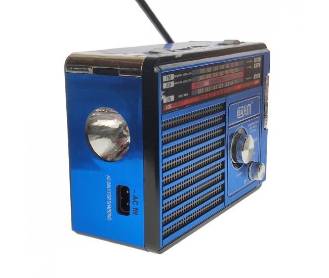 Radio MP3 portabil, baterie reincarcabila, USB, TF, AUX, Albastru - BA8049UR