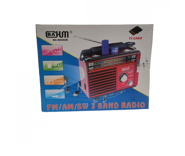 Radio MP3 portabil, baterie reincarcabila, USB, TF, AUX, Albastru - BA8049UR